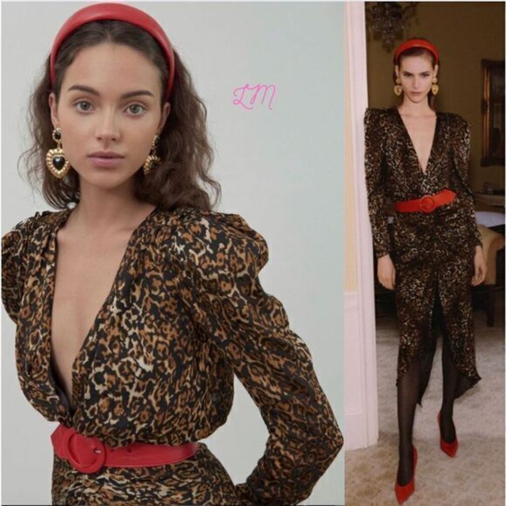 Ronny Kobo‎ Astrid Leopard Burnout Velvet Dress Size Extra Small XS Black Brown